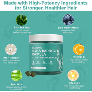 Revive Hair Gummies - Sea Moss Gummies with Hair, Skin & Nails Vitamins with Seamoss, Pearl Powder, Vitamin E, Aloe Vera, Liposomal Vitamin C, 30 Count
