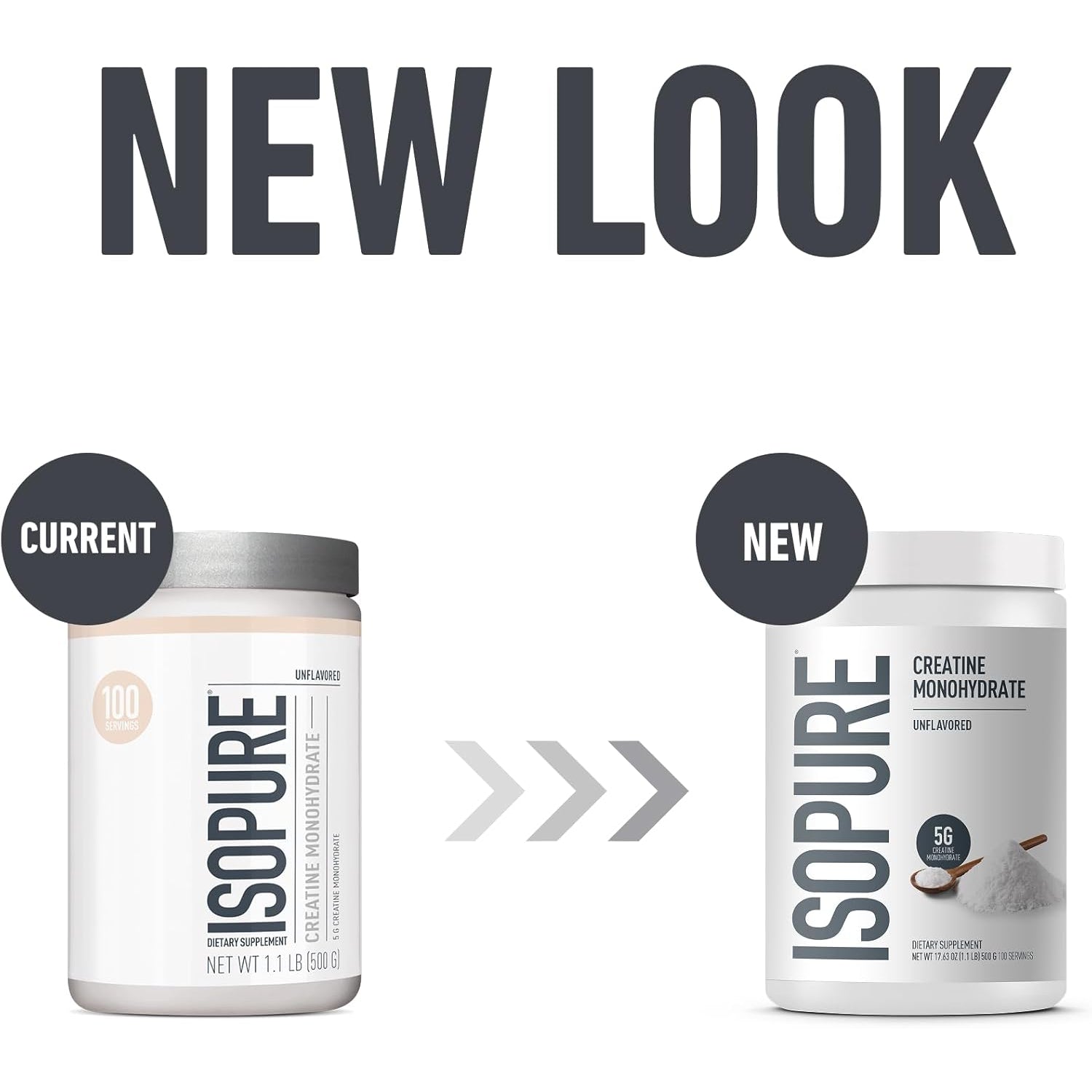 Isopure 100% Pure Creatine Monohydrate Powder, Sugar Free, Unflavored, 5G Creatine Monohydrate per Serving, 1.1 Lbs, 100 Servings (Packaging May Vary)