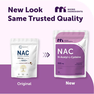 Micro Ingredients NAC Supplement 600Mg with NAD+ & Coconut Oil, 300 Softgels | 2-In-1 N Acetyl L Cysteine plus Nicotinamide Forms | NAD Supplements for Women & Men | Non-Gmo, Gluten Free