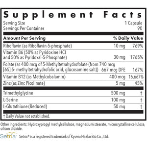 Allergy Research Group Homocysteine plus Supplement - with Setria Glutathione, Vitamin B Complex, Trimethylglycine, Vegetarian Capsules - 90 Count