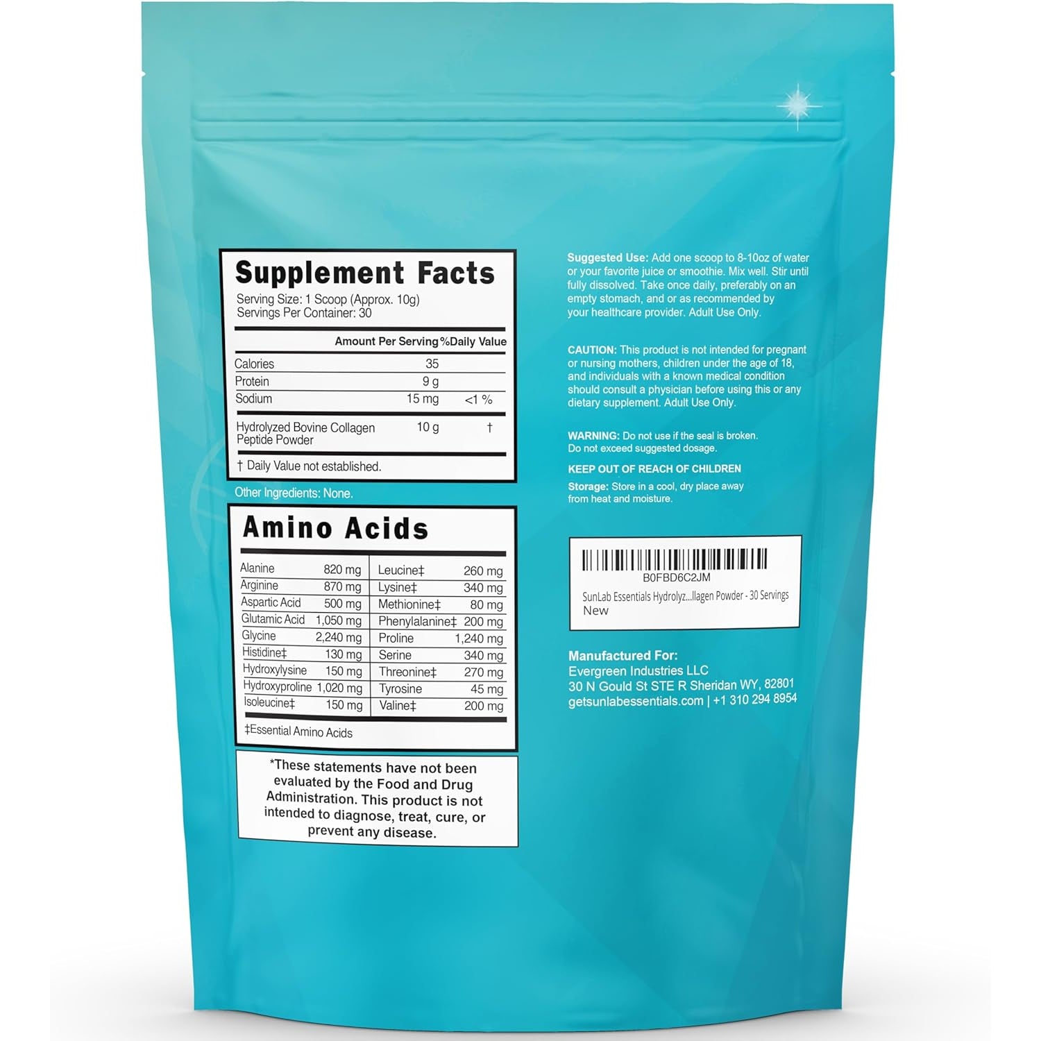 Collagen Peptides Powder Hydrolyzed Bovine (Unflavored) Type I & III Supplement for Hair, Skin, Nails & Joint Support - Collagen for Women & Men - Non GMO & USA Made - Unflavored - 30 Servings