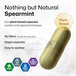 BIO KRAUTER® Spearmint Capsules for Skin Support - Vegan & Pure Spearmint Supplement 1000 Mg - Used for Women’S Wellness & Digestive Support - No Fillers, Non-Gmo - 50 Days of Supply, 100 Capsules
