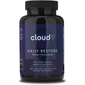 Cloud9 Daily Restore – Liver Detox & Recovery Supplement with Milk Thistle, NAC & B-Vitamins – Energy, Focus & Nutrient Support after Drinking – 120 Capsules – Made in USA