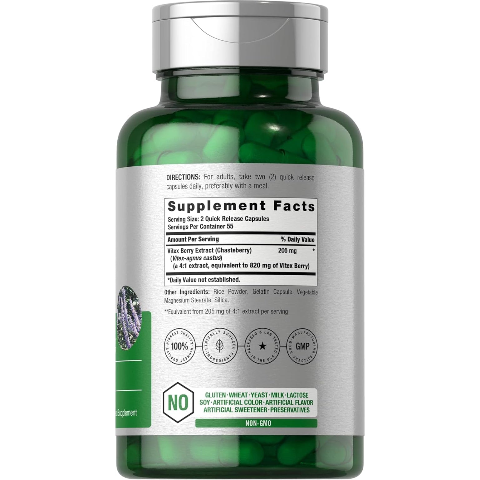 Horbäach Vitex Berry | 110 Capsules | Chasteberry Supplement for Women | Agnus-Castus Fruit | Non-Gmo, Gluten Free
