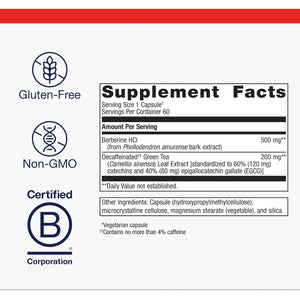 Metagenics Berberine GT - Berberine Supplement 500 Mg - Supports Heart Health, Healthy Cholesterol, Triglyceride & Carbohydrate Metabolism - Non-Gmo, Gluten-Free, Vegetarian - 60 Capsules