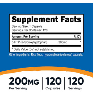 Nutricost 5-HTP 200Mg, 120 Vegetarian Capsules (5-Hydroxytryptophan) - Non-Gmo & Gluten Free