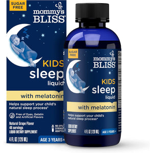 Mommy'S Bliss Kids Sleep Liquid with Melatonin & Calming Herbs | Melatonin for Children 3 Years & up | Grape Flavor | Sugar Free | 4 Fl Oz (60 Servings)