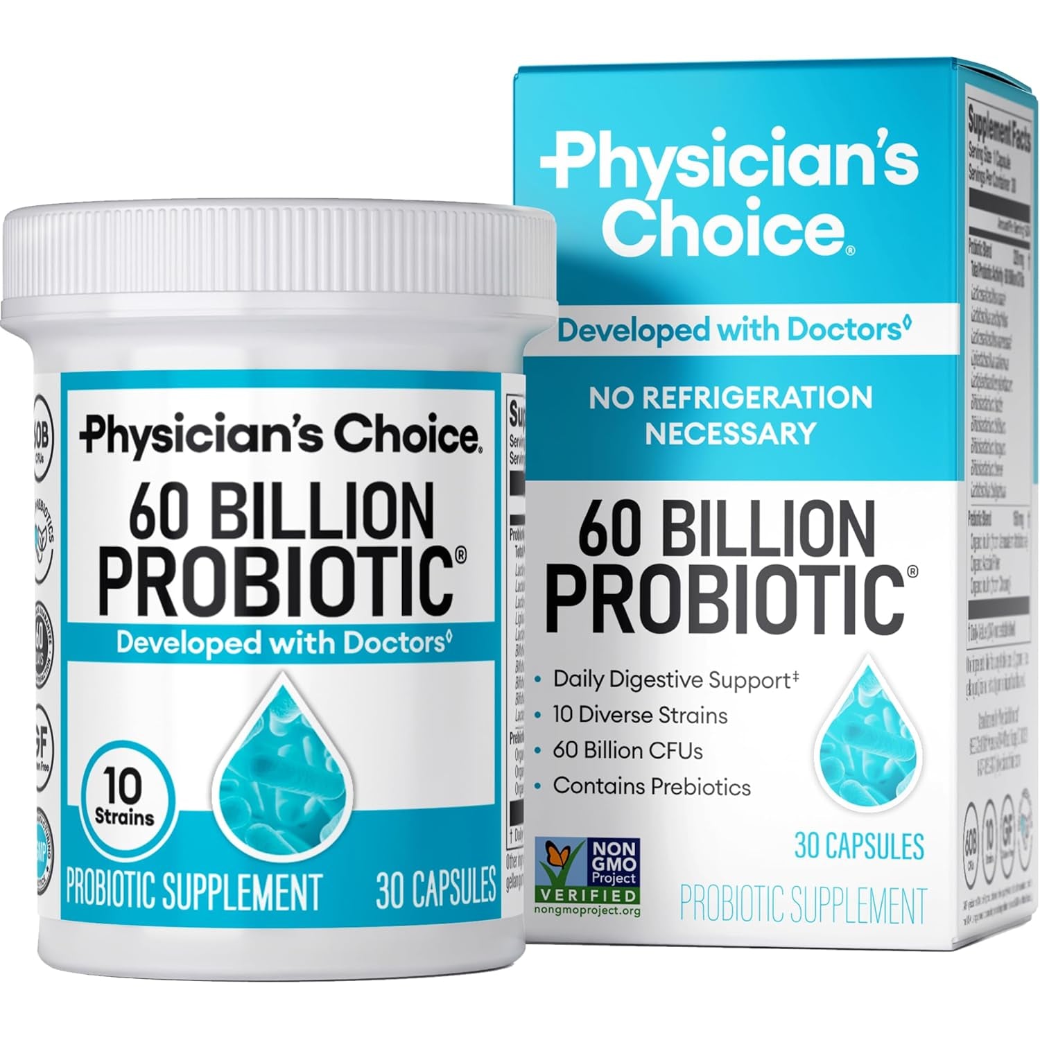 Physician'S CHOICE Probiotics 60 Billion CFU - 10 Strains + Organic Prebiotics - Immune, Digestive & Gut Health - Supports Occasional Constipation, Diarrhea, Gas & Bloating - for Women & Men - 30Ct