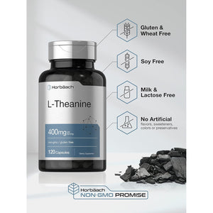 Horbäach L-Theanine Supplement | 400Mg | 120 Powder Capsules | Non-Gmo & Gluten Free