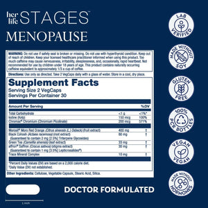 SOLARAY Menopause Her Life Stages - Menopause Supplements for Women - Supports Mood, Sleep, Hot Flashes, Night Sweats - Vegan, Gluten Free - 60-Day Guarantee - 30 Servings, 60 Vegcaps