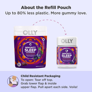 OLLY Immunity Sleep Gummy, Immune and Sleep Support, 3Mg Melatonin, Echinacea, Zinc, Vitamin C, Chewable Supplement, Berry - 60 Count