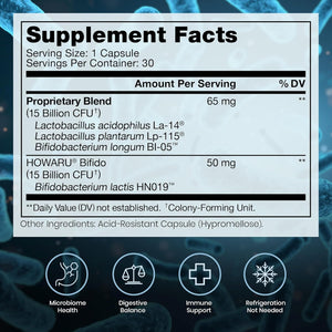 Pure Therapro Rx Power Probiotic Daily - 30 Acid-Resistant Capsules | 4 Proven Strains - 30 Billion Cfu/Capsule | Patented Activ-Vial Desiccant Bottle to Ensure Freshness | NO Refrigeration Required