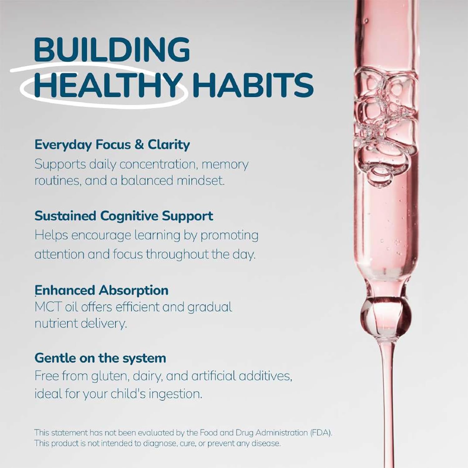 1Q Focus – Liquid Cognitive & Brain Support Natural Drops for Kids | Acetyl L-Carnitine + B1, B6, B12 & Folate | Sugar-Free, Vegan, Non-Gmo, Gluten-Free | Advanced Absorption | 2 Fl Oz 30 Servings